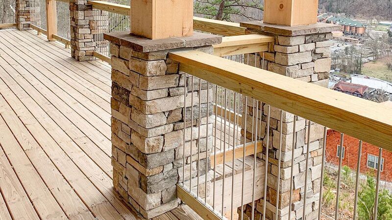 Cable railing on deck with outdoor seating in Seattle area